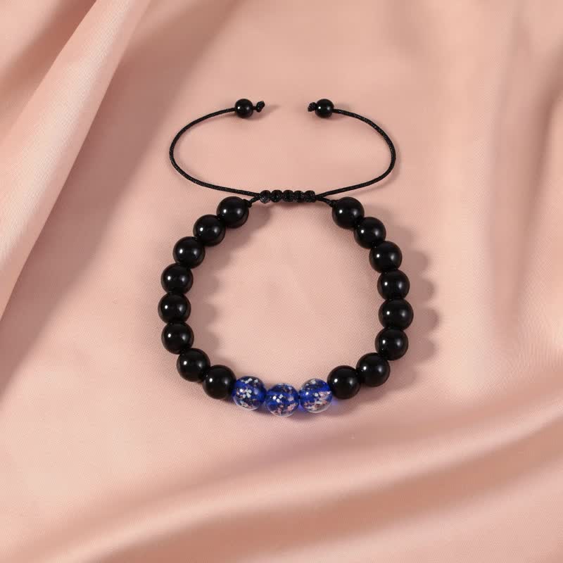 KarmaRipple's Black Obsidian Luminous Glowstone Strength Bracelet p25
