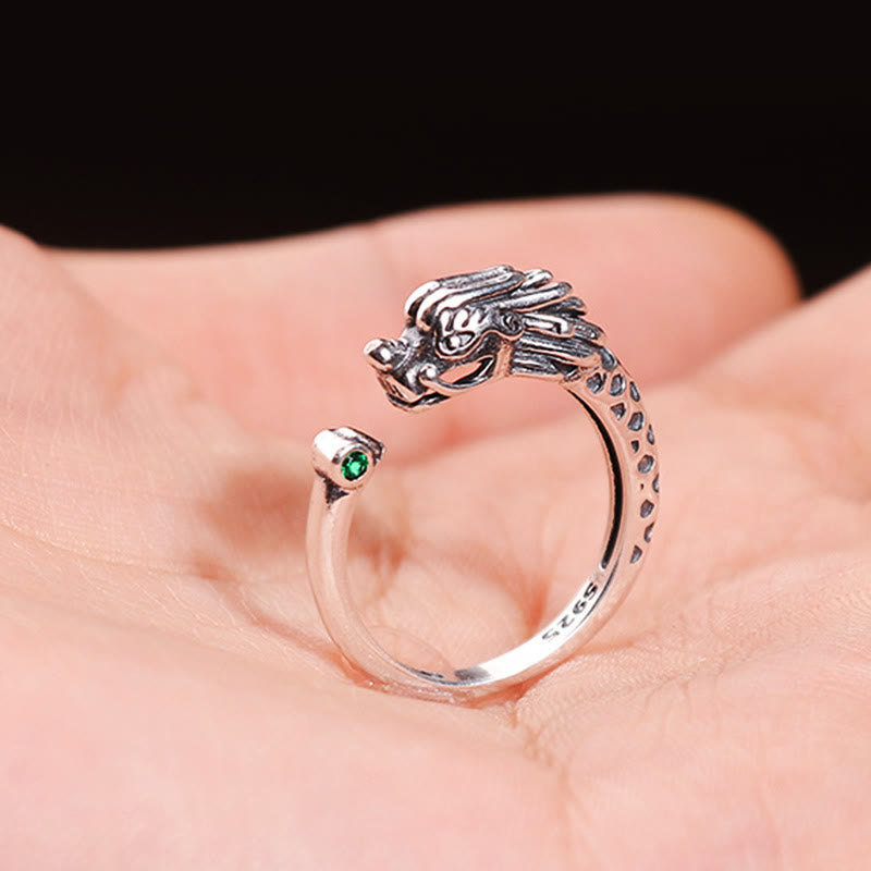 KarmaRipple's Vintage Dragon Design Success Strength Adjustable Ring p5