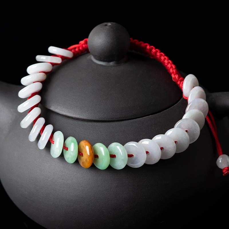 KarmaRipple's Round Jade Fortunate Red String Weave Bracelet p11