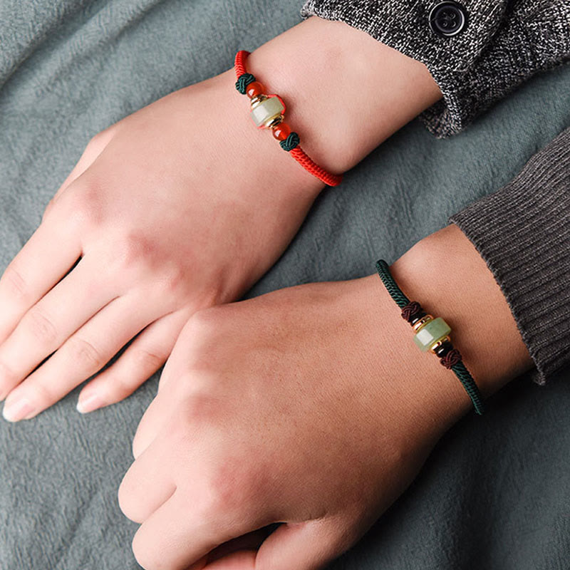 KarmaRipple's Tibetan Green Aventurine Fortune Braid String Bracelet p5