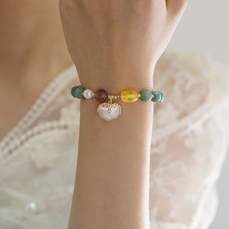 KarmaRipple's Jade Sea shell Ruyi Lock Fortune Bracelet p4