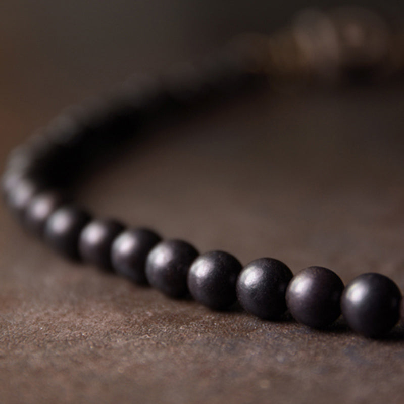 KarmaRipple's Ebony Wood Dzi Bead Bronze Protection Pair Bracelet p7