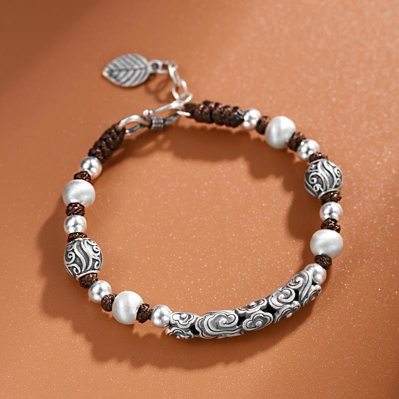 KarmaRipple's Tibet Handmade Bronze 999 Sterling Silver Auspicious Cloud Wealth String Bracelet p3