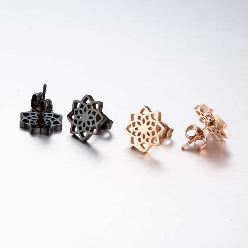 KarmaRipple's Tibetan Lotus Pattern New Beginning Stud Earrings p8