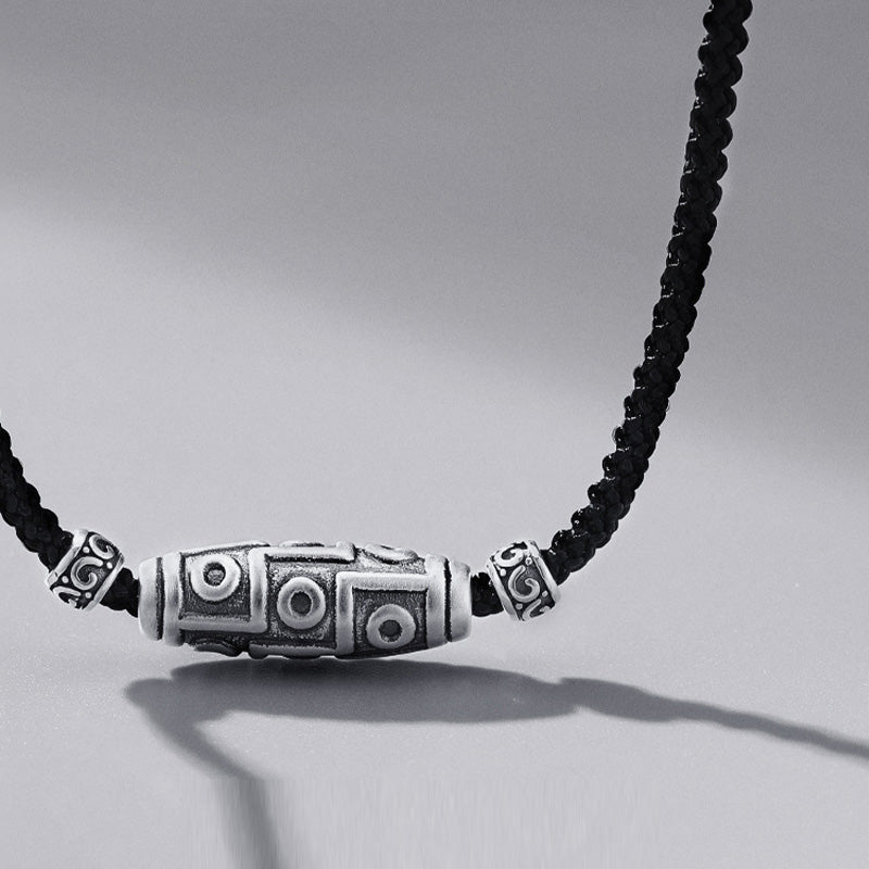 KarmaRipple's 999 Sterling Silver Nine-Eye Dzi Bead Pattern Protection Rope Pendant Necklace p8