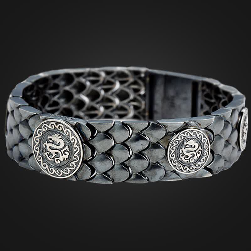 KarmaRipple's 925 Sterling Silver Dragon Scales Fortune Success Bracelet Bangle p5