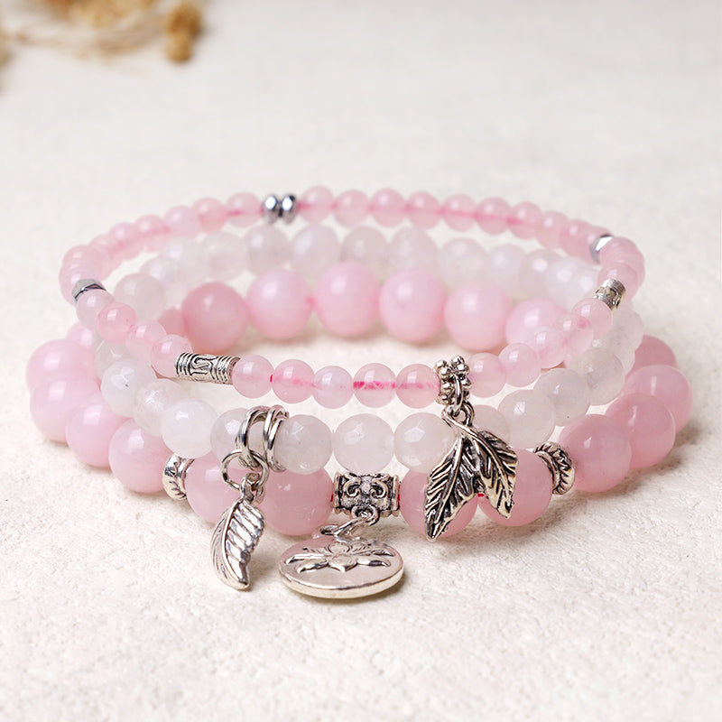 KarmaRipple's 3PCS Authentic Quartz Gemstone Beaded Balancing Energy Lotus Bracelet p38