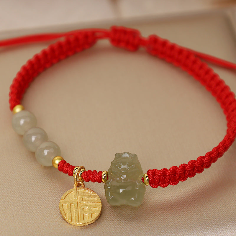 KarmaRipple's ???A Flash Sale- Year of the Dragon 925 Sterling Silver Hetian Jade Fu Character Fortune Bracelet p3