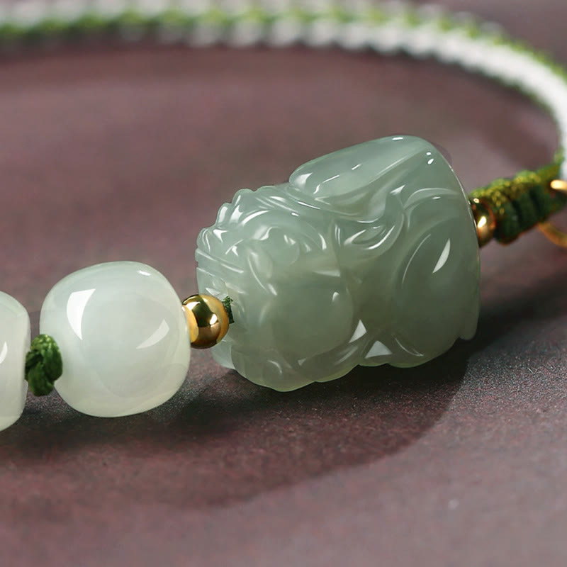 KarmaRipple's Authentic Hetian Jade PiXiu Fortune Fu Character String Bracelet p3