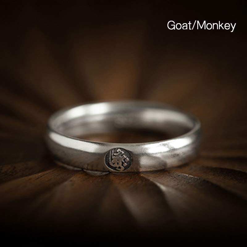 KarmaRipple's 925 Sterling Silver Chinese Zodiac Natal Buddha Blessing Pair Ring p42