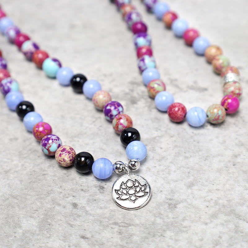 KarmaRipple's Authentic Purple Miano Real Stone Lotus Mala p4
