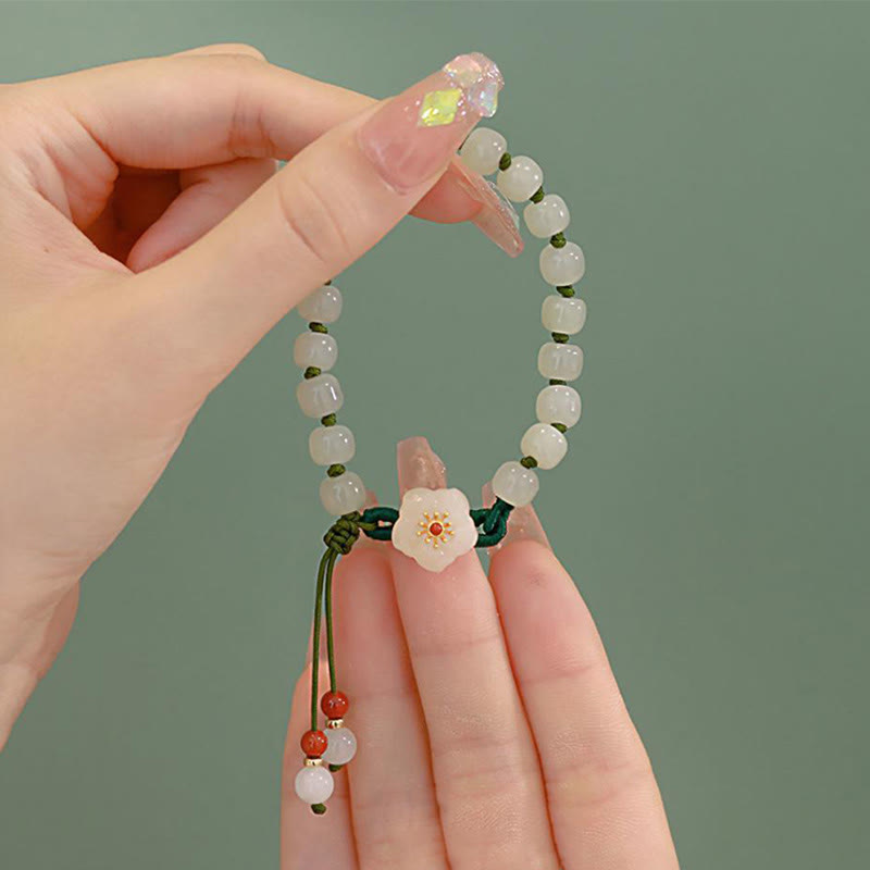 KarmaRipple's Jade Peach Blossom Flower Fortune Bracelet p8