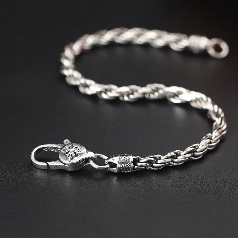 KarmaRipple's 925 Sterling Silver Tibet Om Mani Padme Hum Double Dorje Vajra Twisted Design Peace Love Bracelet p3