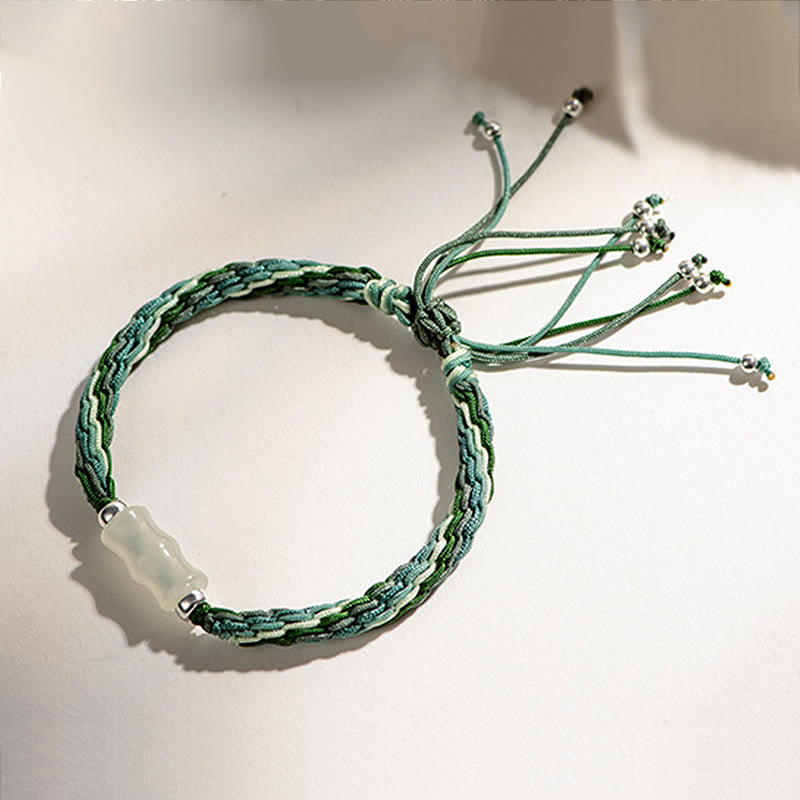 KarmaRipple's Ivory Jade Bamboo Reincarnation Weave Wealth Fortune Strength String Bracelet p7