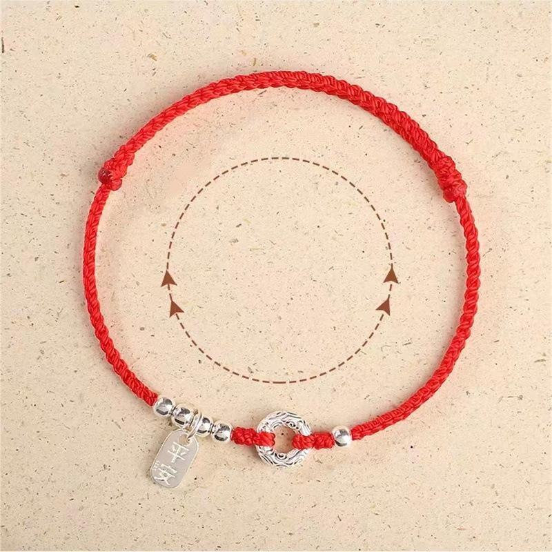 KarmaRipple's 925 Sterling Silver Auspicious Clouds Peace Buckle Safe And Sound Bracelet Anklet ( p11