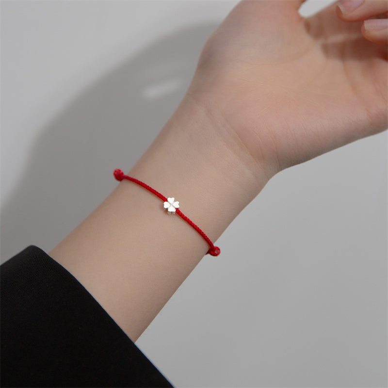 KarmaRipple's 925 Sterling Silver Four Leaf Clover Red Rope Bracelet p7