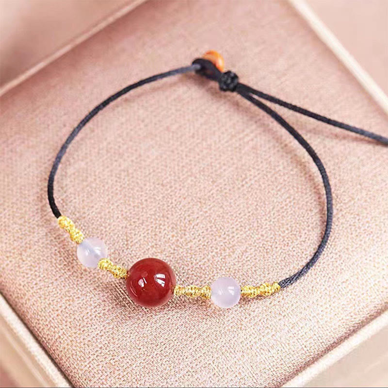 KarmaRipple's Authentic Red Agate Chalcedony Self-acceptance Confidence String Bead Bracelet Pendant Necklace p18