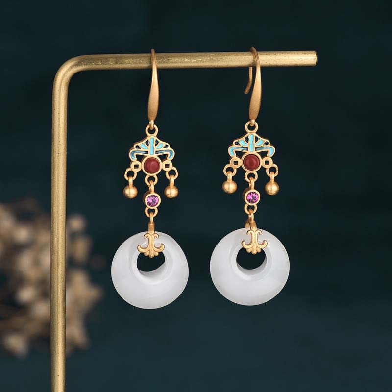 KarmaRipple's FengShui Ivory Jade Blessing Drop Earrings p1
