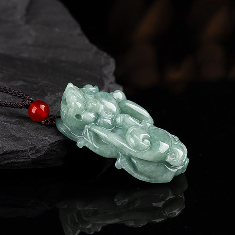 KarmaRipple's Jade PiXiu Wealth Fortune String Pendant Necklace p7