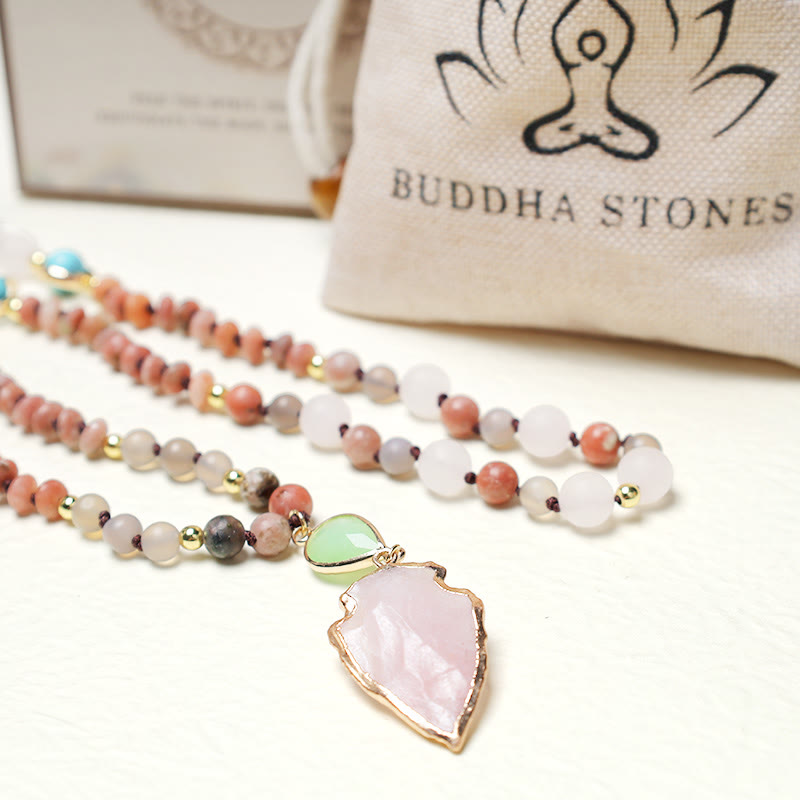 KarmaRipple's Authentic Rose Quartz Gemstone Stone Balancing Arrowhead Pendant Necklace p5