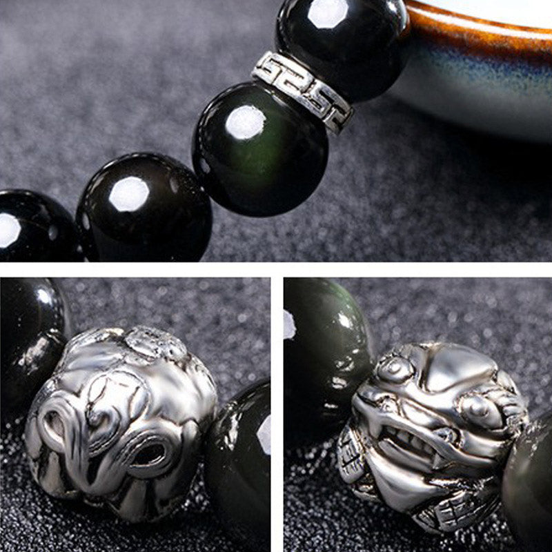 KarmaRipple's FengShui Authentic Rainbow Obsidian PiXiu Blessing Bracelet p8