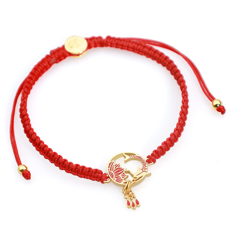 KarmaRipple's Tibetan Handmade Lotus Koi Fish Fortunate Red String Bracelet p4