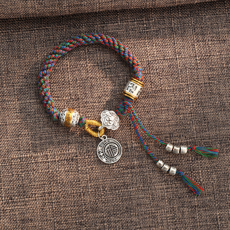 KarmaRipple's Handmade Tibetan Om Mani Padme Hum Fu Character Fortune Fortune Woven Bracelet p18