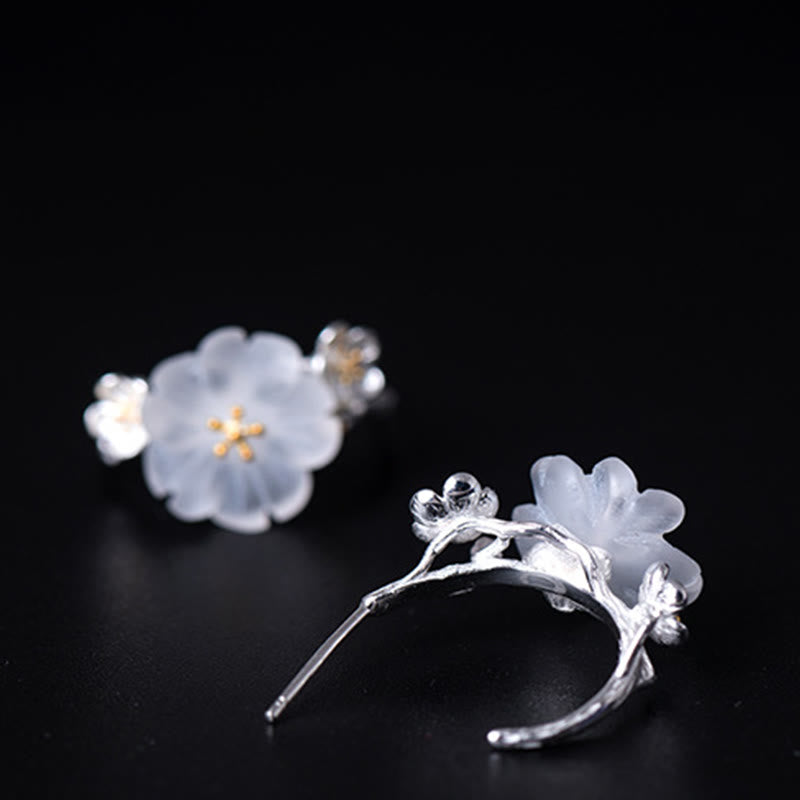 KarmaRipple's 925 Sterling Silver Plum Blossom Floral Blessing Earrings p18