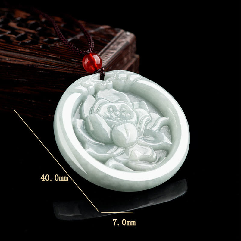KarmaRipple's Authentic Jade Lotus Flower Carved Prosperity Pendant Necklace p10