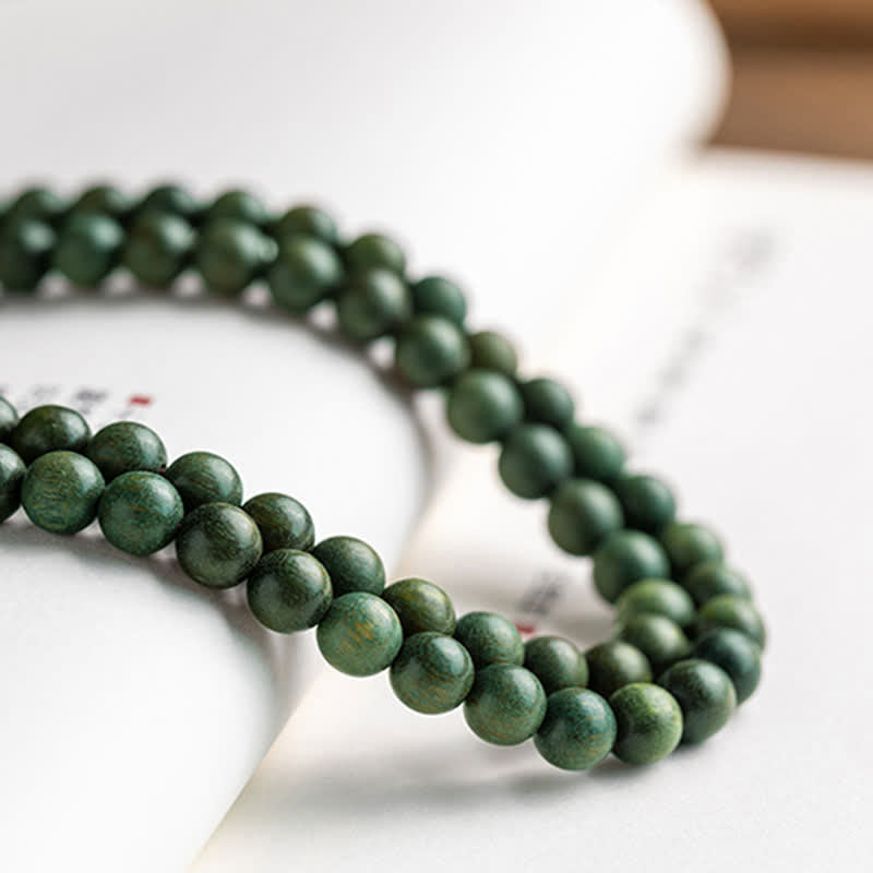 KarmaRipple's 108 Mala Beadwork Green Sandalwood Boxwood Lotus Positive Bracelet p15