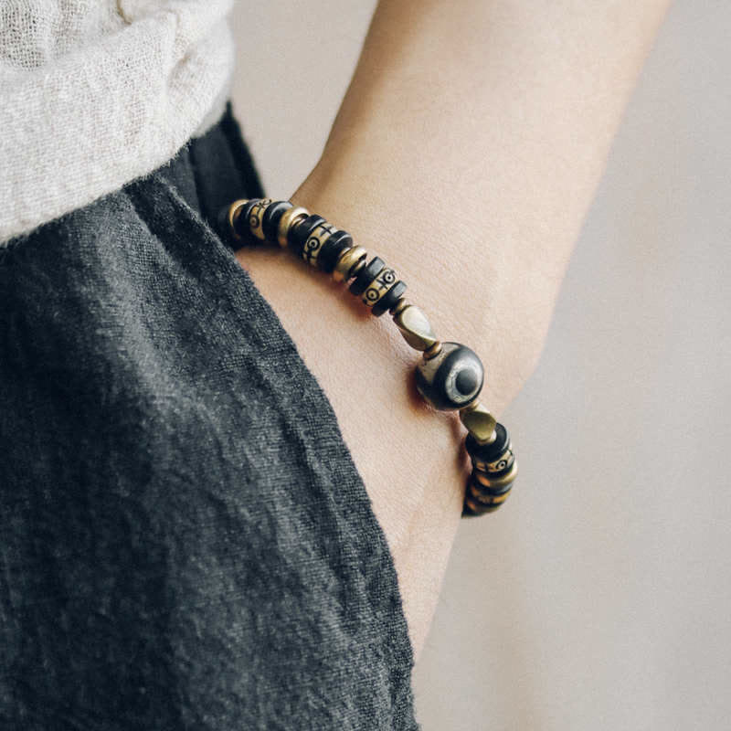 KarmaRipple's Tibetan Yak Bone Ebony Wood Strength Bracelet p2