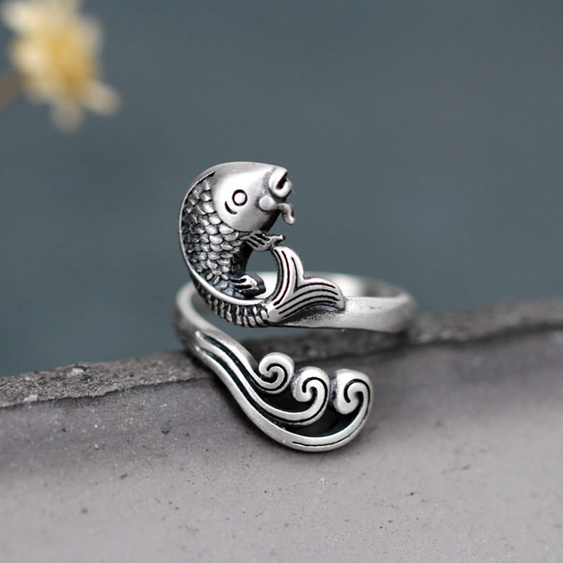KarmaRipple's 925 Sterling Silver Koi Fish Water Ripple Fortune Wealth Ring p5