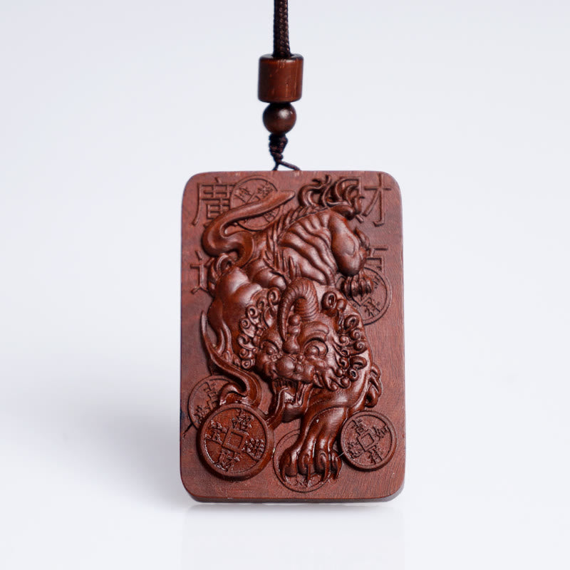 KarmaRipple's Authentic Lightning Struck Jujube Wood PiXiu Bronze Coin Good Fortune Pendant Necklace p10