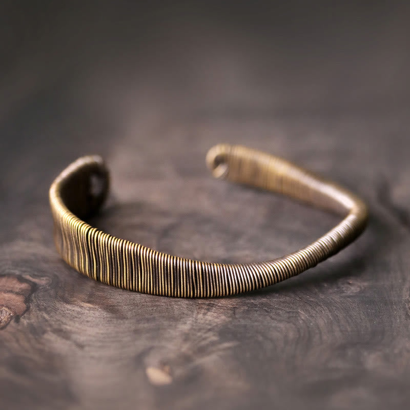 KarmaRipple's Simple Design Wrapped Bronze Fortune Wealth Adjustable Cuff Bracelet p1