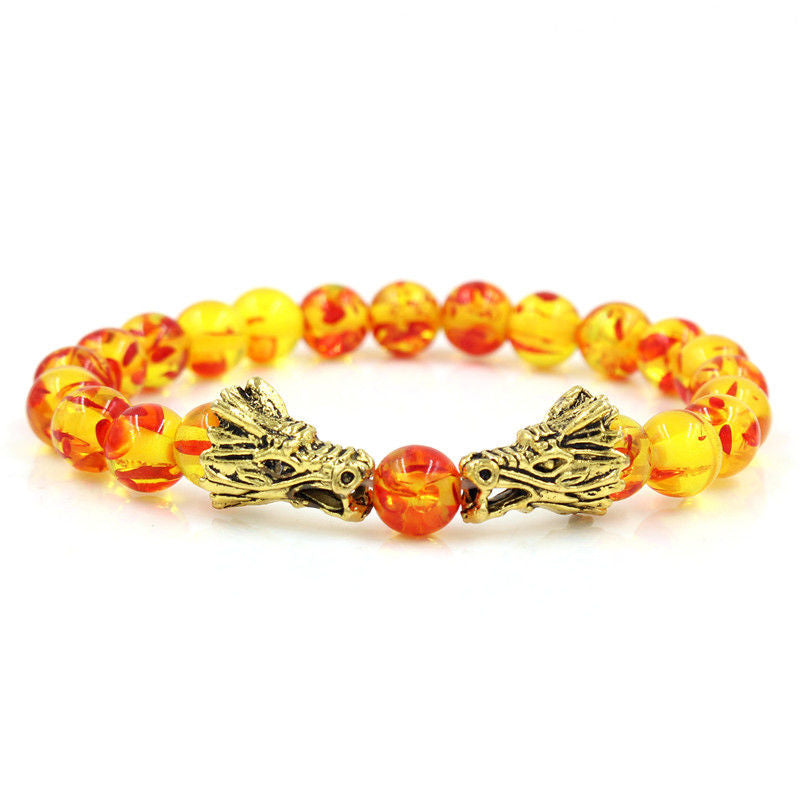 KarmaRipple's Ivory Turquoise Lava Rock Dragon Blessing Beaded Bracelet p19