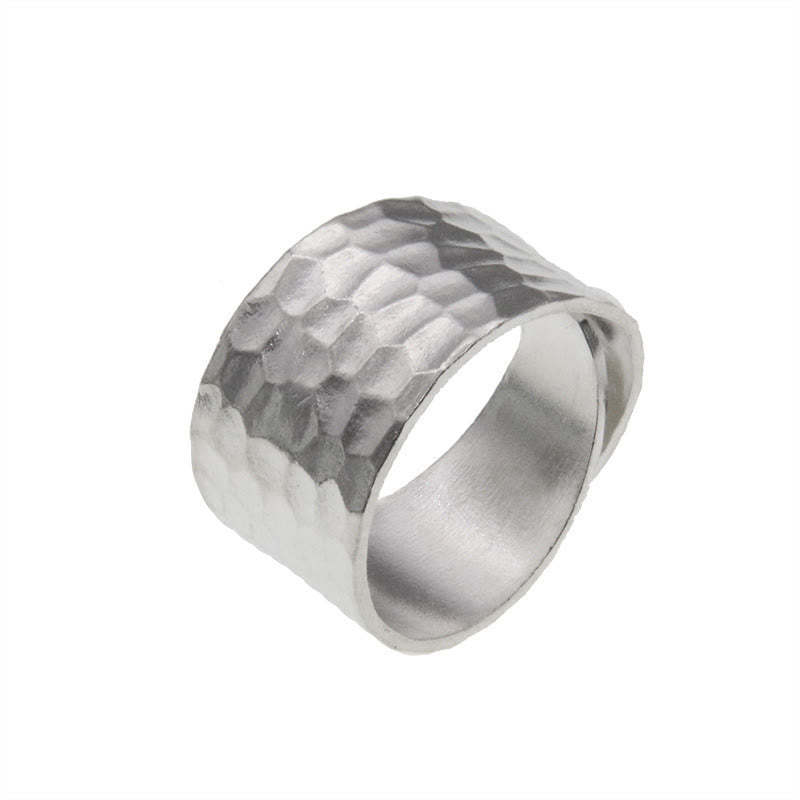 KarmaRipple's Tibetan 990 Sterling Silver Handmade Rustic Hammered Pattern Ring p7