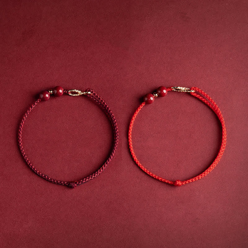 KarmaRipple's Cinnabar Blessing Red String 14K Gold Infinity Symbol Bracelet Anklet p12