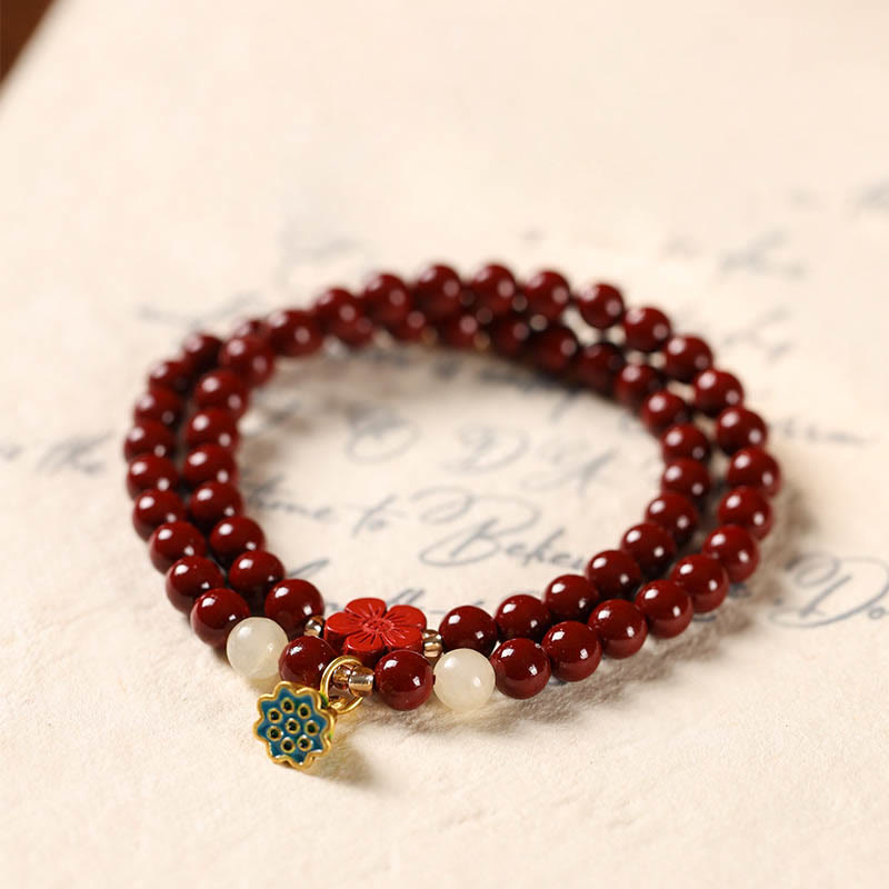 KarmaRipple's Cinnabar Lotus Talisman Double Wrap Blessing Bracelet p2