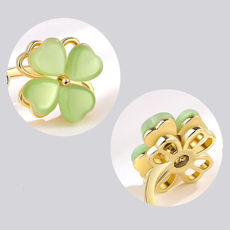 KarmaRipple's Cat's Eye Four Leaf Clover Zircon Love Rotatable Ring p7
