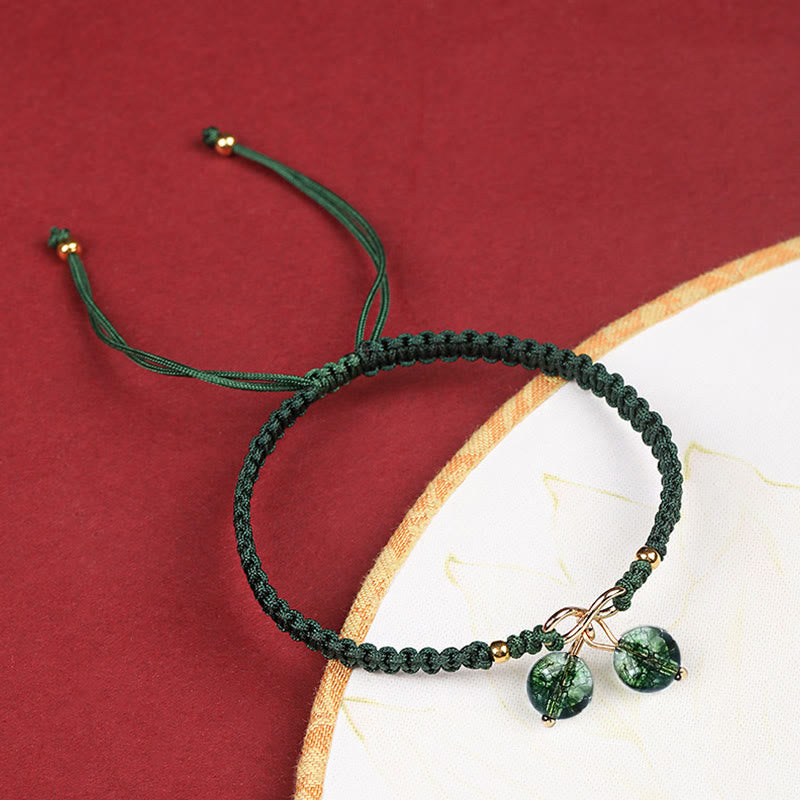 KarmaRipple's Authentic Strawberry Quartz Amethyst Green Phantom Bead Positive Bracelet p25