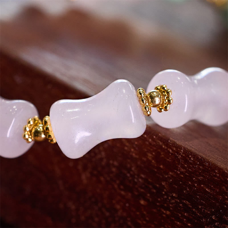 KarmaRipple's Authentic Ivory Golden Silk Jade Bamboo Pattern Wealth Fortunate Bag Fu Character Bracelet p5
