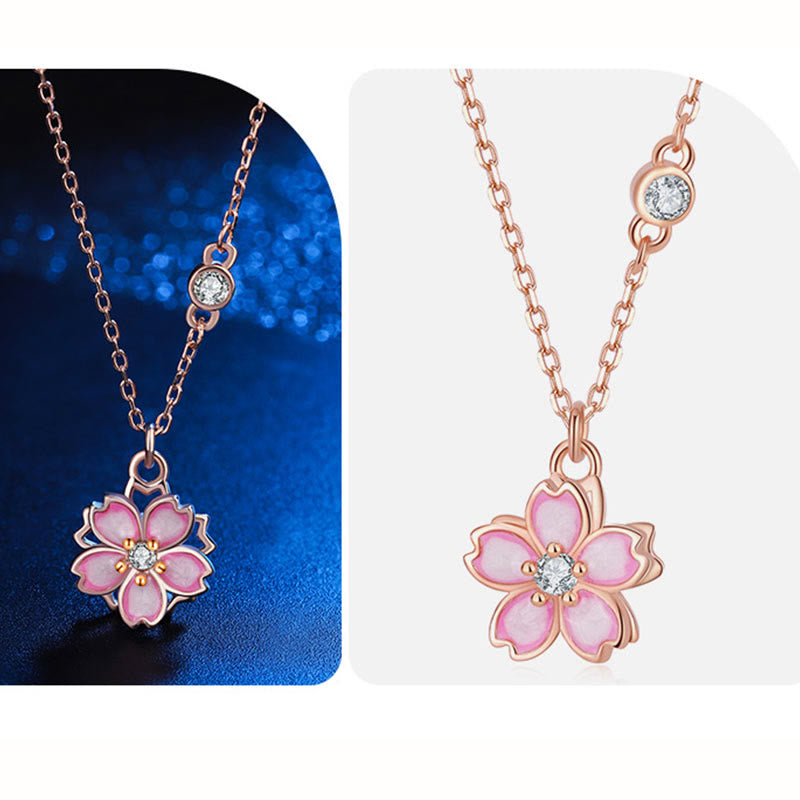 KarmaRipple's 925 Sterling Silver Cherry Blossom Flower Rotatable Protection Pendant Necklace p11