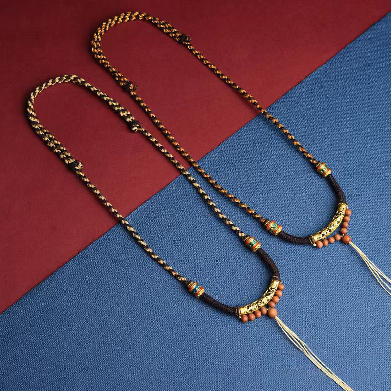KarmaRipple's Tibetan Handmade King Kong Weave Om Mani Padme Hum Prayer Wheel String Pendant Necklace p3