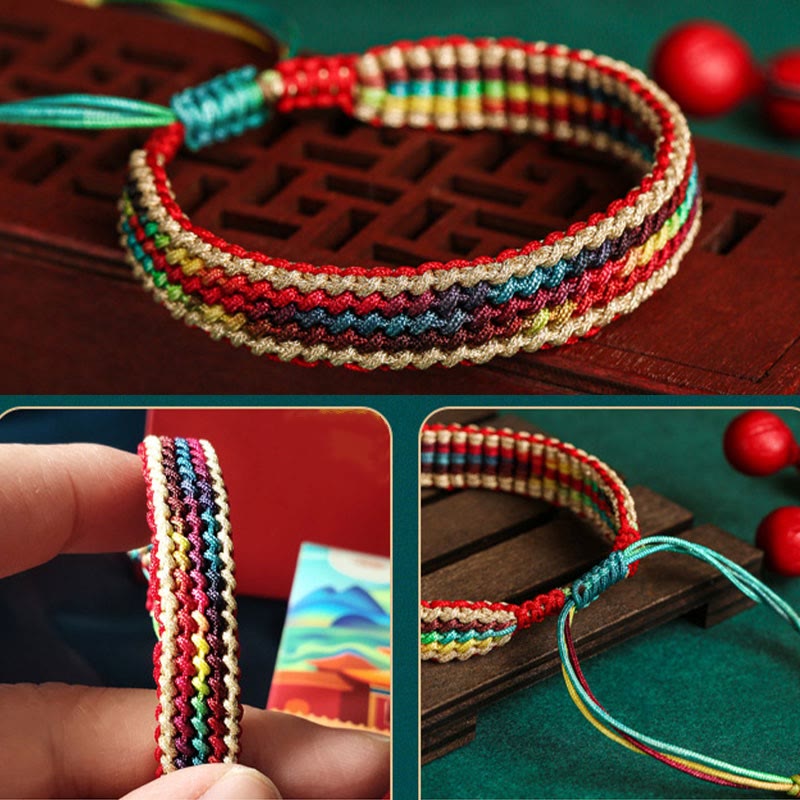KarmaRipple's Tibet Handmade Rainbow Multicolored Protection Woven String Bracelet p6