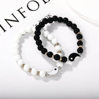 KarmaRipple's 2Pcs Black Onyx Ivory Turquoise Bead Yin Yang Protection Pair Bracelet