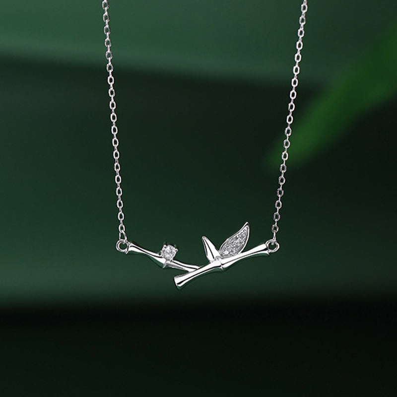 KarmaRipple's Bamboo Leaf Design Bronze Zircon Wealth Pendant Necklace p12