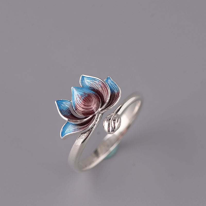 KarmaRipple's 925 Sterling Silver Lotus Flower New Beginning Adjustable Ring p2