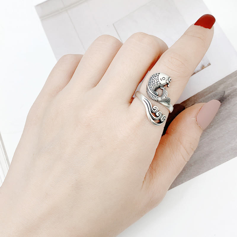 KarmaRipple's 925 Sterling Silver Koi Fish Water Ripple Fortune Wealth Ring p12