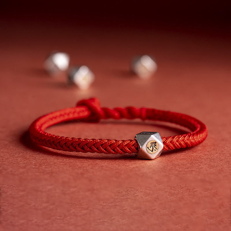 KarmaRipple's 925 Sterling Silver Handmade Chinese Zodiac Natal Buddha Fortune Protection Woven String Bracelet ( p28