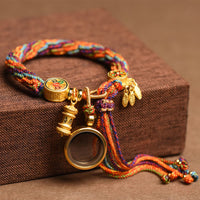 KarmaRipple's Tibetan Om Mani Padme Hum Dreamcatcher Fortune Colorful Reincarnation Weave String Bracelet